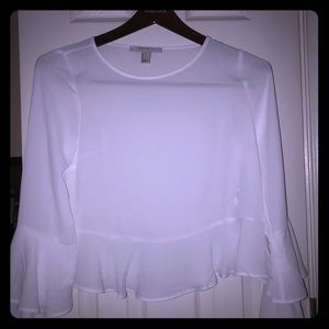 SALE! Fancy white dress top with bell sleeves! NWT